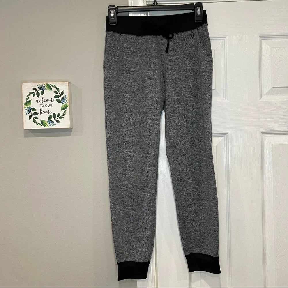 Justice Athletic Heathered Gray Black Jogger Pants Girls Size 10 Gym